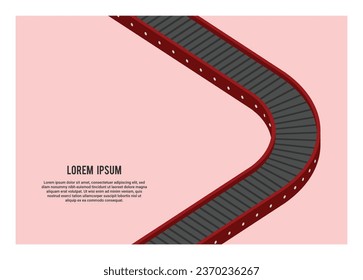 Turning conveyor belt. Simple flat illustration in isometric view.