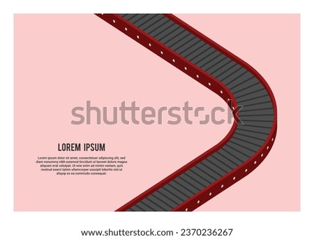 Turning conveyor belt. Simple flat illustration in isometric view.