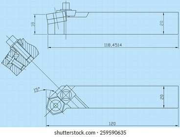 turning cutter tool background vector illustration