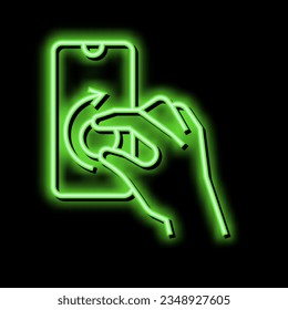 turning digital button on smartphone screen neon light sign vector. turning digital button on smartphone screen illustration