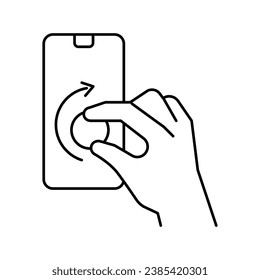 turning digital button on smartphone screen line icon vector. turning digital button on smartphone screen sign. isolated contour symbol black illustration