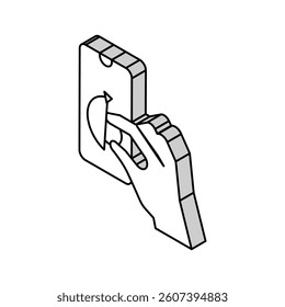 turning digital button on smartphone screen isometric icon vector. turning digital button on smartphone screen sign. isolated symbol illustration