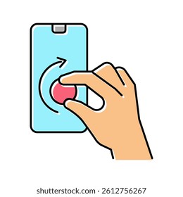 turning digital button on smartphone screen color icon vector. turning digital button on smartphone screen sign. isolated symbol illustration