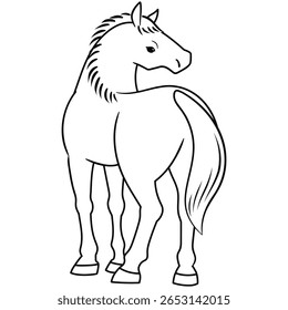 Ilustração do vetor da arte da linha do cavalo
