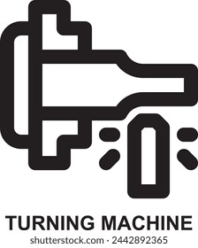 turning machine, turning, lathe, turner, machining, manufacturing expanded outline style icon for web mobile app presentation printing