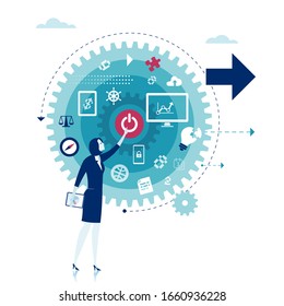Turning on business project. Concept vector illustration