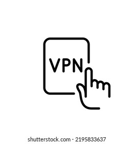 Turning on VPN connection on a tablet. Pixel perfect, editable stroke icon