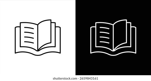 Contiene un libro abierto que simboliza la educación, el crecimiento y el aprendizaje permanente en cada signo de ícono de estilo de línea delgada para su Web App. Ilustración vectorial