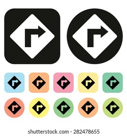 Turning to right icon. Vector