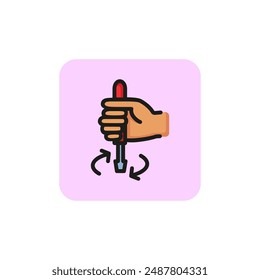 Turning screwdriver line icon. Hand, work tool, twisting. Repair concept. Vector illustration can be used for topics like workshop, mechanic, engineering
