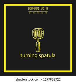 turning spatula sketch vector icon