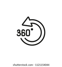 Turning Three hundred and sixty degree line icon. Wide angle, arrow, circle. Digital world concept. Vector illustration can be used for topics like three dimensional space, rotation, virtual reality
