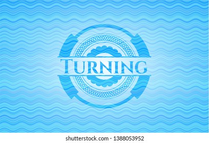 Turning water representation badge background. Vector Illustration. Detailed.