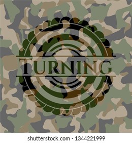 Turning written on a camouflage texture