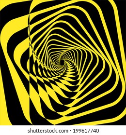 Turning yellow square frame. Vector abstraction.