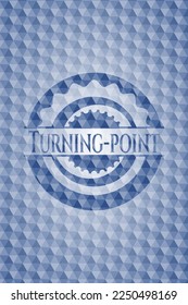 Turning-point blue polygonal emblem. Vector Illustration. Detailed. 