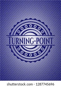 Turning-point emblem with denim texture