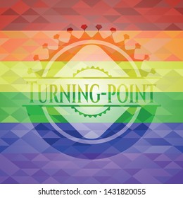 Turning-point on mosaic background with the colors of the LGBT flag