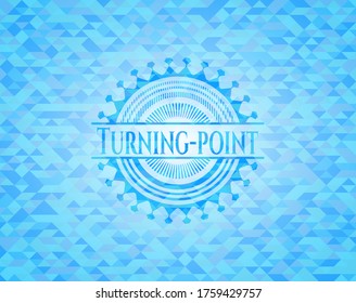 Turning-point sky blue mosaic emblem. 