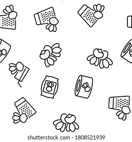 Turnip Agricultural Vegetable Vector Seamless Pattern Thin Line Illustration