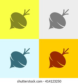 Turnip or Beet Icon on Four Different Backgrounds. Eps-10.