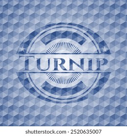 Turnip blue badge with geometric pattern. Vector Illustration. Detailed. 