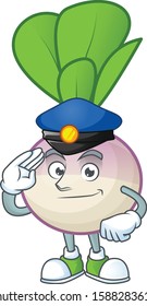 Turnip Cartoon in character a Police officer costume