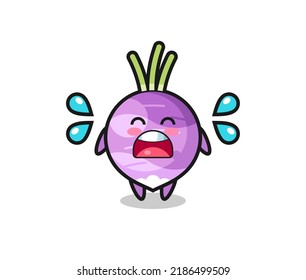 turnip cartoon illustration with crying gesture , cute style design for t shirt, sticker, logo element