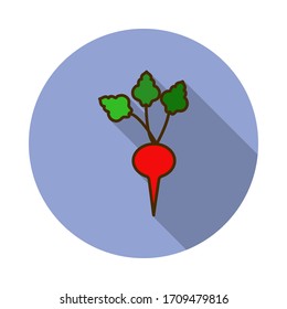 icono de sombra larga de color turnip. Simple vector de color de iconos de frutas para ui y ux, sitio web o aplicación móvil