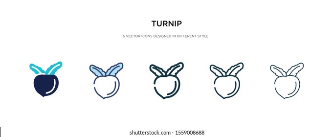 turnip icon in different style vector illustration. two colored and black turnip vector icons designed in filled, outline, line and stroke style can be used for web, mobile, ui