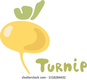 Turnip icon in flat style isolated on white background. Turnip icon in flat style. Isolated object, logo. Vegetable from the farm. Organic food. Vector illustration