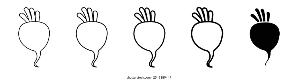Rüben-Symbol Einfache dünne Linie Logo-Set