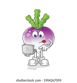 turnip with laptop mascot. cartoon vector