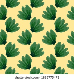 Turnip leaves , seamless pattern on a yellow background.