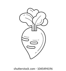 Turnip line icon isolated on white background. Vector line icon of healthy vegetable - raw turnip for infographic, website or app.