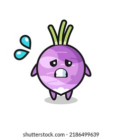 turnip mascot character with afraid gesture , cute style design for t shirt, sticker, logo element