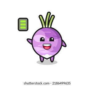 turnip mascot character with energetic gesture , cute style design for t shirt, sticker, logo element