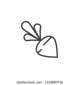 Turnip outline icon. linear style sign for mobile concept and web design. Vegetable simple line vector icon. Symbol, logo illustration. Pixel perfect vector graphics