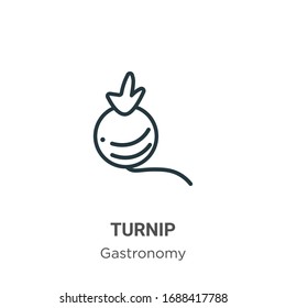 Turnip outline vector icon. Thin line black turnip icon, flat vector simple element illustration from editable gastronomy concept isolated stroke on white background