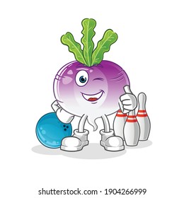 turnip play bowling illustration. character vector