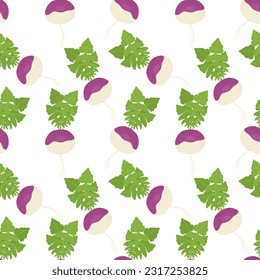 Girar un patrón sin fisuras sobre fondo blanco. Piscina vegetal con hojas en ilustración plana. Alimentos saludables y orgánicos. Ilustración vectorial de radar