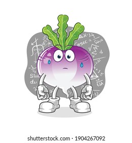 turnip thinking hard vector. cartoon character