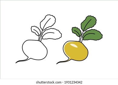 Icono de Turnip vactor. Pimienta para colorear el libro.