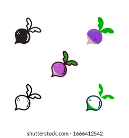 verduras y frutas del icono del vector del nabo