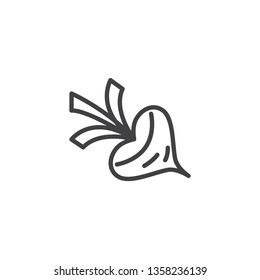 Turnip vegetable line icon. linear style sign for mobile concept and web design. Fresh radish outline vector icon. Symbol, logo illustration. Pixel perfect vector graphics