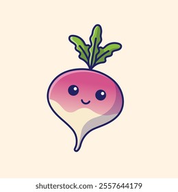 Turnip vegetable smiling face mascot cartoon illustration