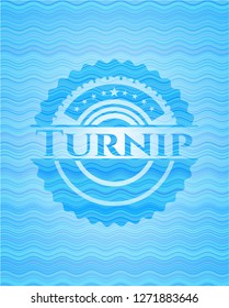 Turnip water wave representation style badge.