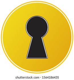 Turnkey black keyhole on the yellow lock.