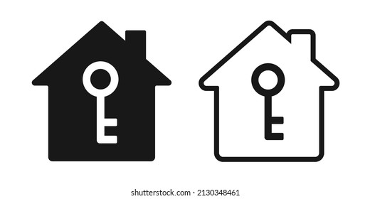 Turnkey House icon. Vector icon image of Turnkey house and lockscreen