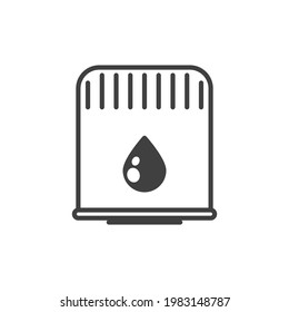 Turnkey Notched Oil Filter Icon. A Simple Line Drawing Of An Oil Purification Filter. Isolated Vector White Background.